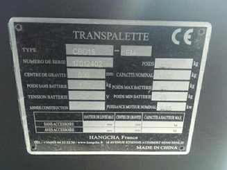 Transpalette accompagnant Hangcha CBD15-EMDP - 8